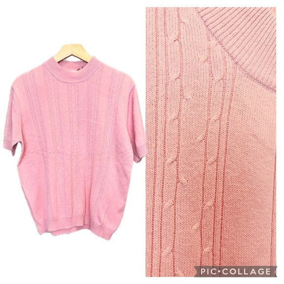 Vintage Tops - Precious Vintage Pink Short Sleeve Sweater